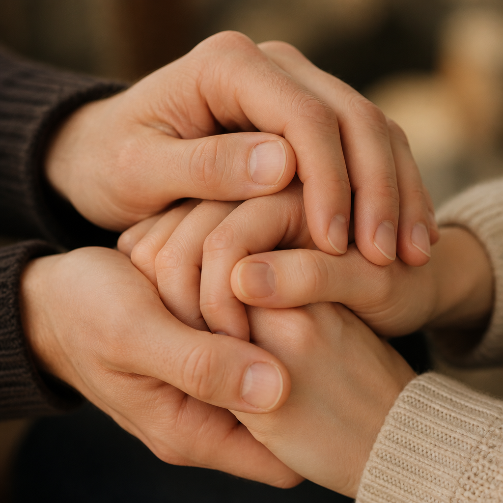 Due mani unite in segno di conforto e vicinanza